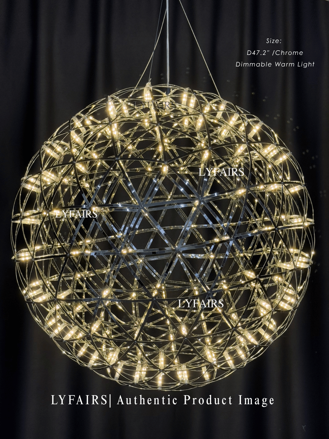 Round Starry Sky Chandelier Light Fire Ball Ceiling Lighting for Living Room/Cottage