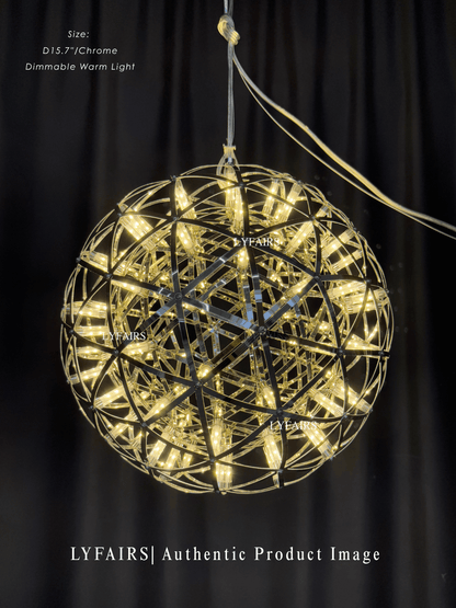 Round Starry Sky Chandelier Light Fire Ball Ceiling Lighting for Living Room/Cottage