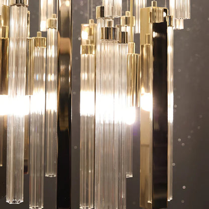 Lampadario moderno di lusso a 7 livelli in vetro galleggiante, montaggio a filo per soffitti alti/scale/bifamiliari