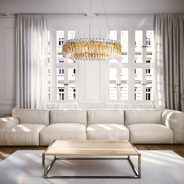 Light Luxury Crystal Beads Drum Collection Flush Mounted/Rectangle/Round Chandelier