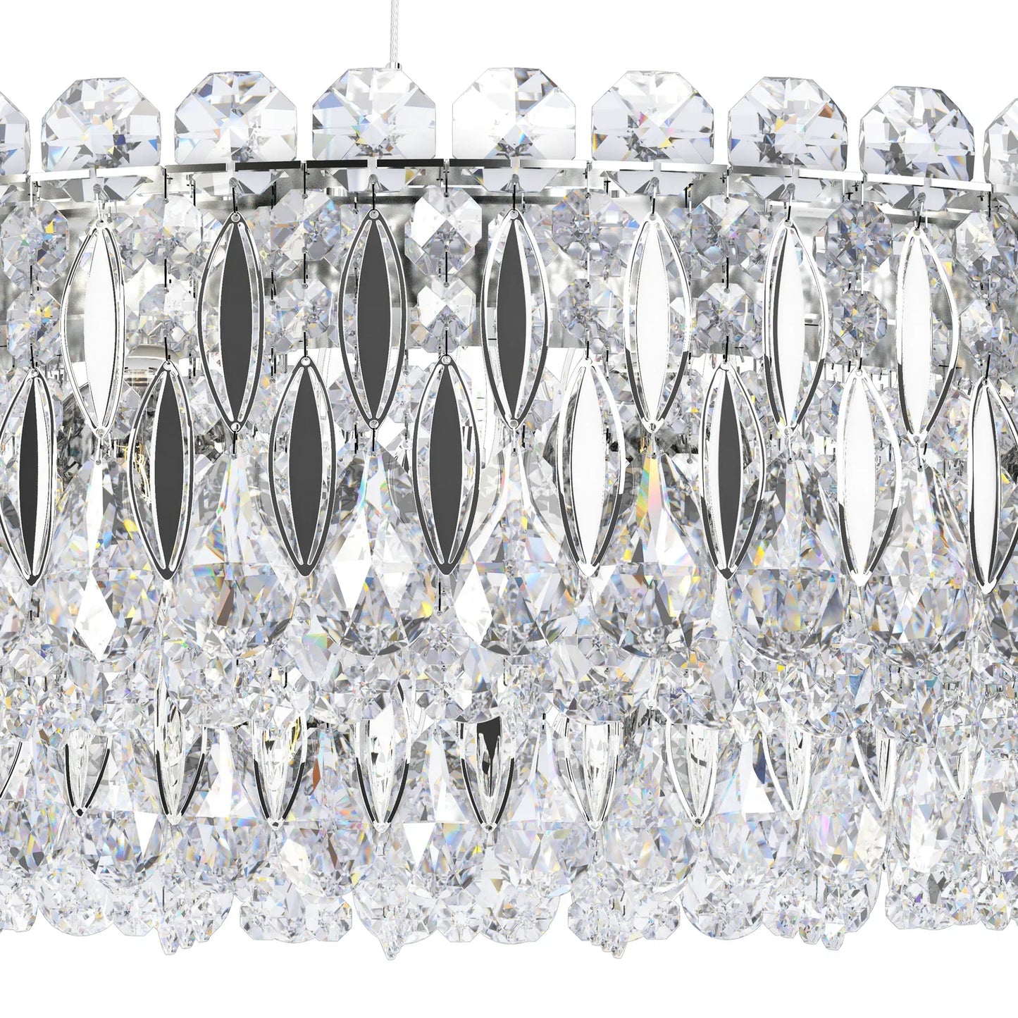 Light Luxury Crystal Beads Drum Collection Flush Mounted/Rectangle/Round Chandelier