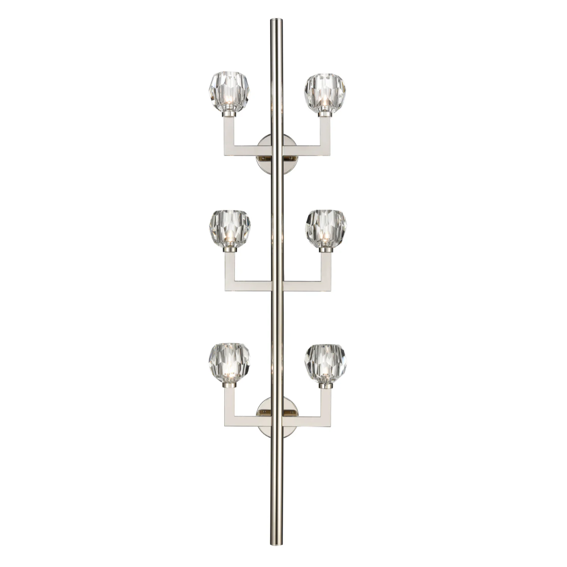 Lampada da parete moderna a forma di albero in oro con bracci simmetrici e dettagli in cristallo