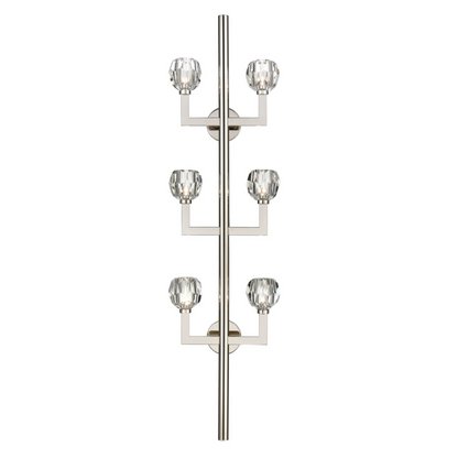 Lampada da parete moderna a forma di albero in oro con bracci simmetrici e dettagli in cristallo