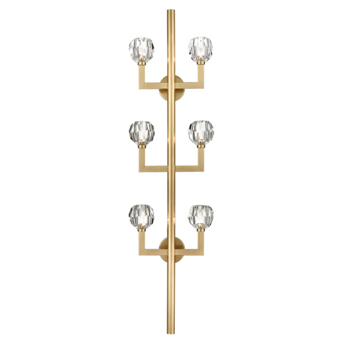 Lampada da parete moderna a forma di albero in oro con bracci simmetrici e dettagli in cristallo