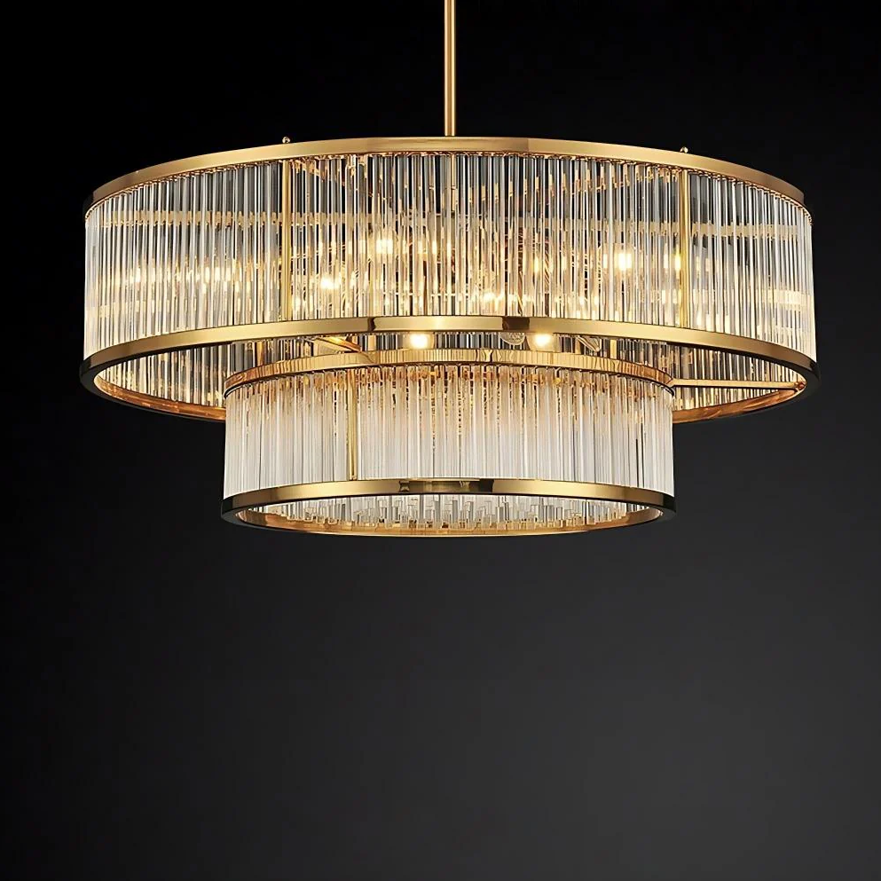 Lampadario moderno con bacchette di vetro rotonde/rettangolari