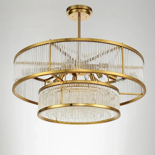 Lustre moderne à tiges de verre rondes/rectangulaires