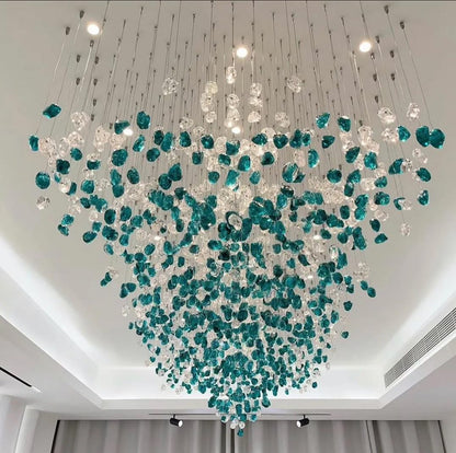 Modern Luxury Cascading Colorful Glass Stone Chandelier