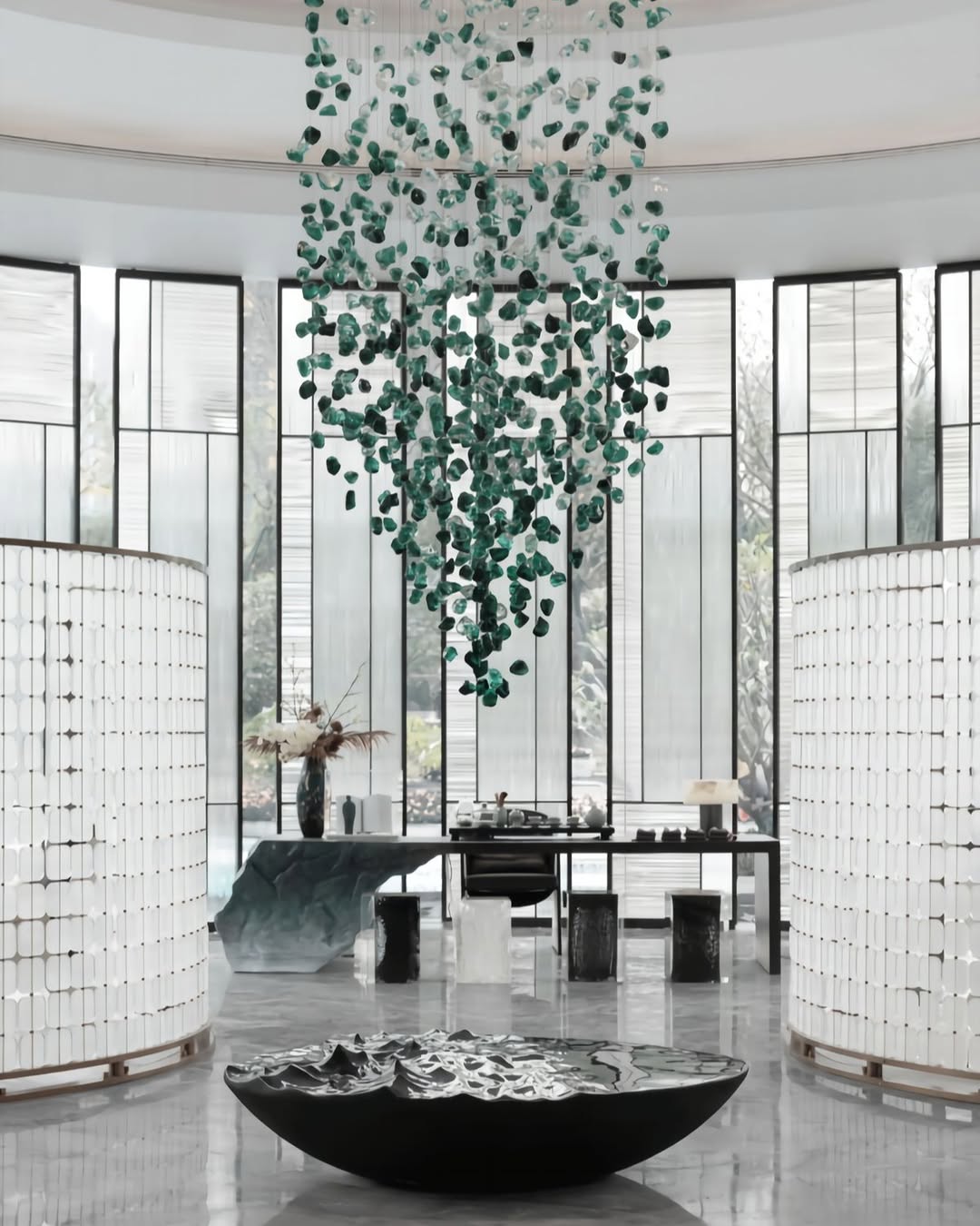 Modern Luxury Cascading Colorful Glass Stone Chandelier