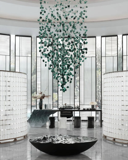 Modern Luxury Cascading Colorful Glass Stone Chandelier