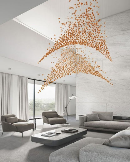 Modern Luxury Cascading Colorful Glass Stone Chandelier
