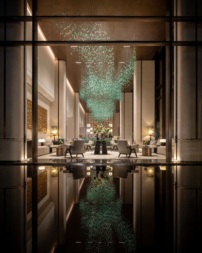 Modern Luxury Cascading Colorful Glass Stone Chandelier