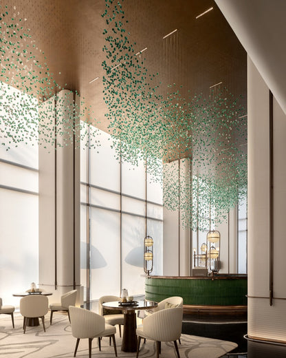 Modern Luxury Cascading Colorful Glass Stone Chandelier