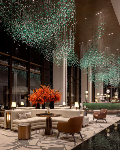 Modern Luxury Cascading Colorful Glass Stone Chandelier