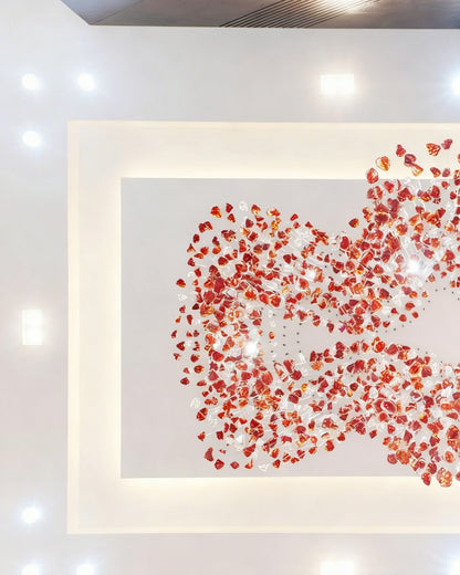 Modern Cascading Red Glazed Glass Stone Art Chandelier for Mansion/ Hotel Lobby/Luxury Hall