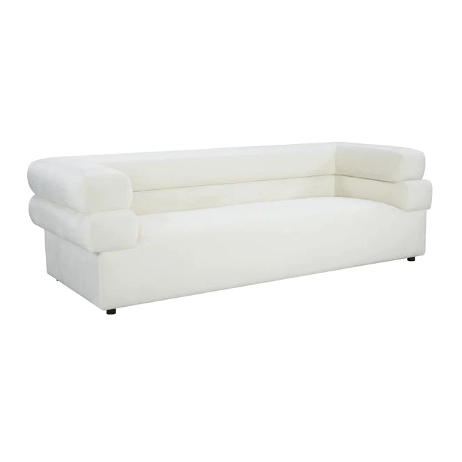Cozy Cream Velvet Straight Sofa