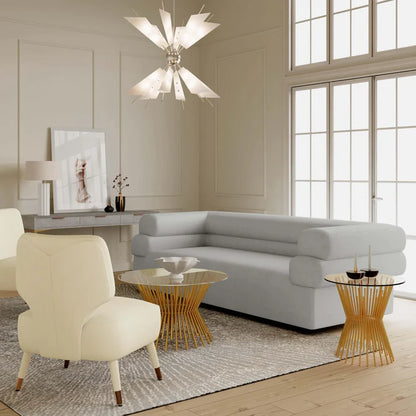 Cozy Cream Velvet Straight Sofa