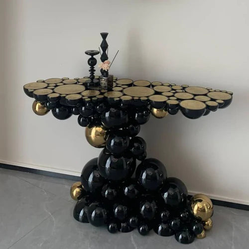 Luxury Designer Black & Gold Bubbles Entrance Table/Console