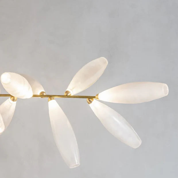 Minimalist Linear Rice Grain Shaped Bulb Iron Chandelier for Dining Room