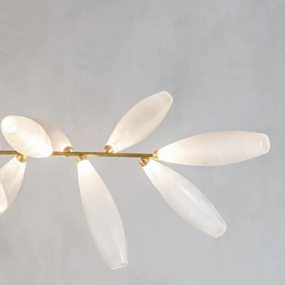 Minimalist Linear Rice Grain Shaped Bulb Iron Chandelier for Dining Room