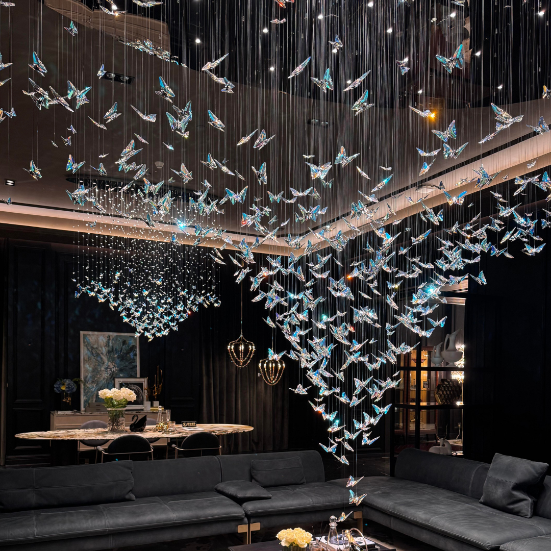 Lustre papillon rond encastré au design artistique de luxe léger