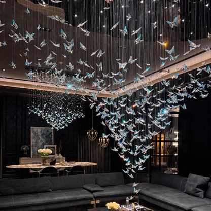 Lustre papillon rond encastré au design artistique de luxe léger
