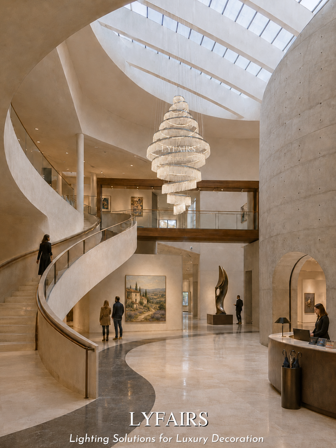 Long Crystal Tassel Rings Chandelier Extra Large Living Room Staircase High Ceiling Lighting Fixture