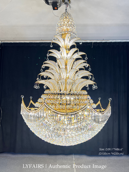Golden Era Royal Grand Pineapple Design Crystal Chandelier