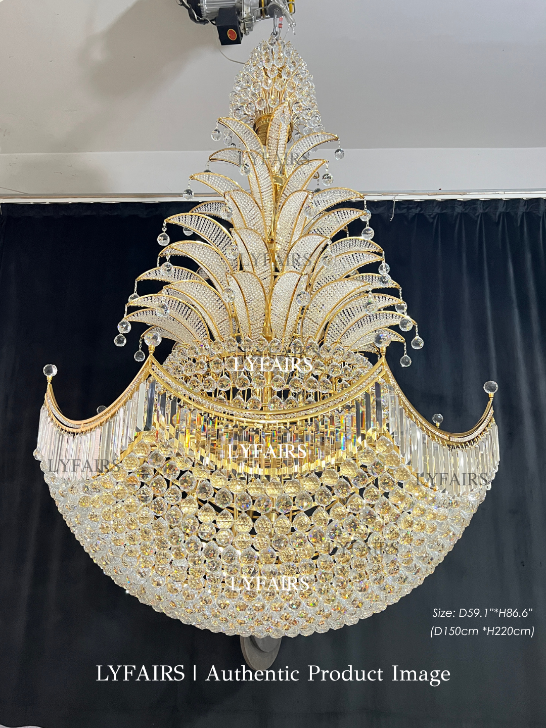 Golden Era Royal Grand Pineapple Design Crystal Chandelier