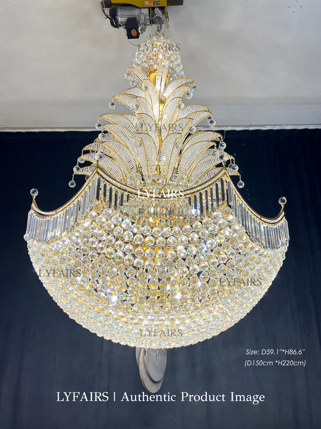 Golden Era Royal Grand Pineapple Design Crystal Chandelier