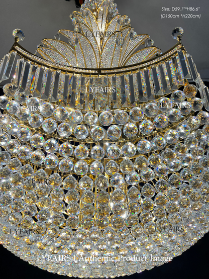 Golden Era Royal Grand Pineapple Design Crystal Chandelier