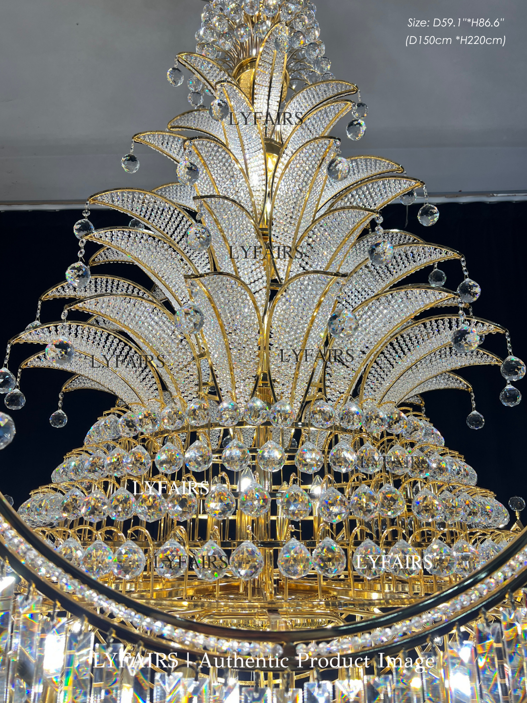 Golden Era Royal Grand Pineapple Design Crystal Chandelier
