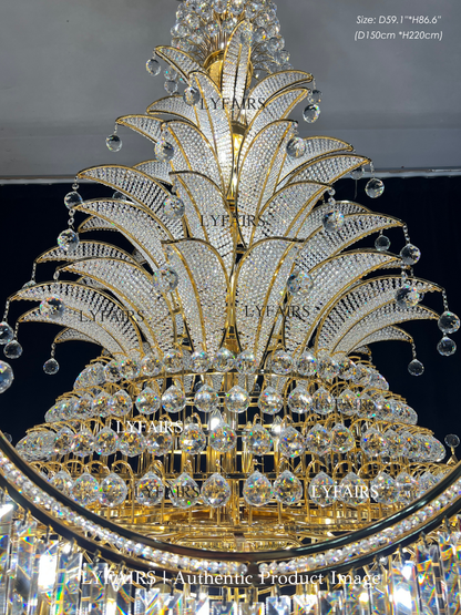 Golden Era Royal Grand Pineapple Design Crystal Chandelier