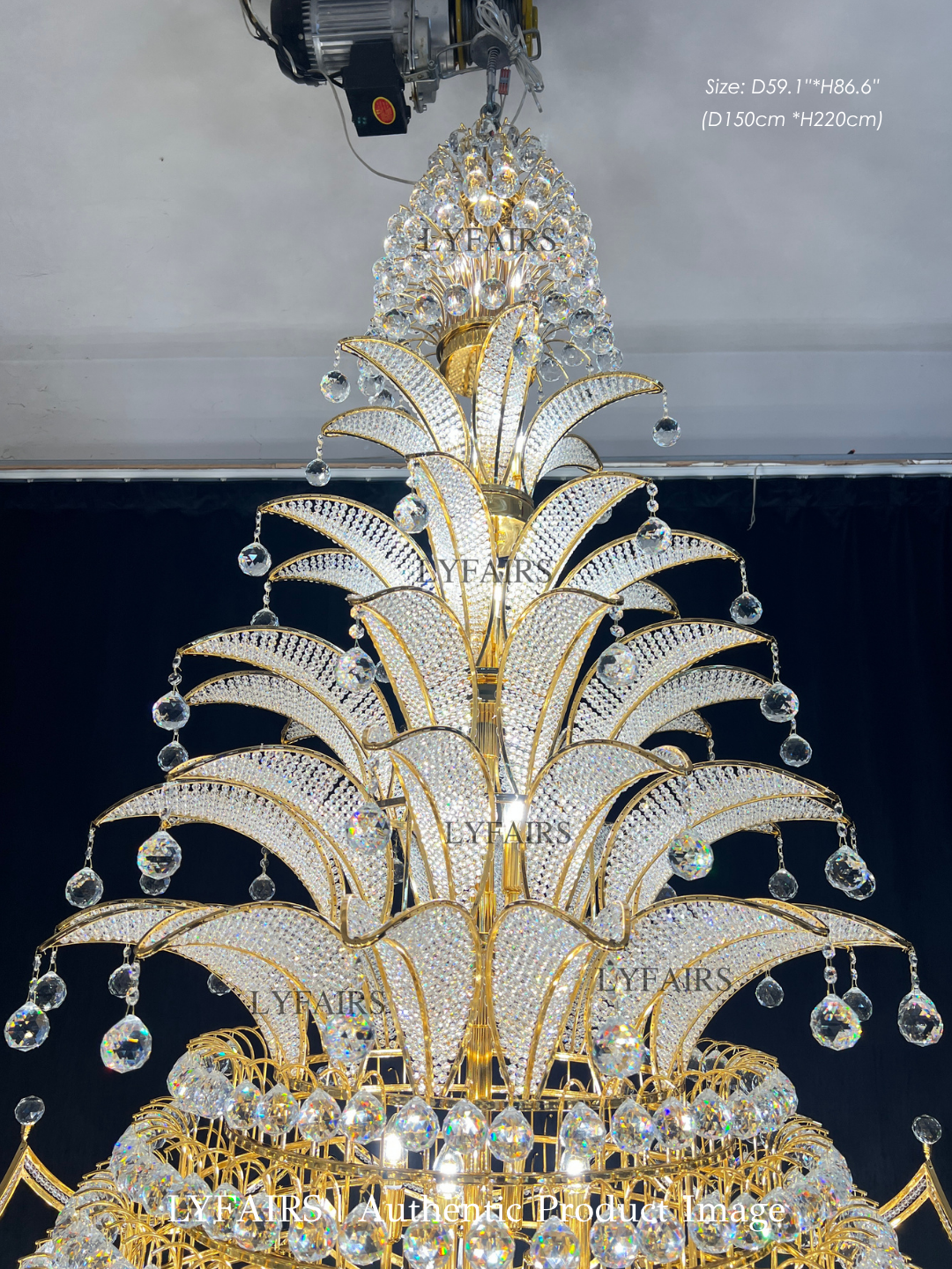 Golden Era Royal Grand Pineapple Design Crystal Chandelier