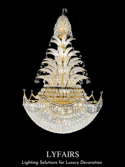 Golden Era Royal Grand Pineapple Design Crystal Chandelier
