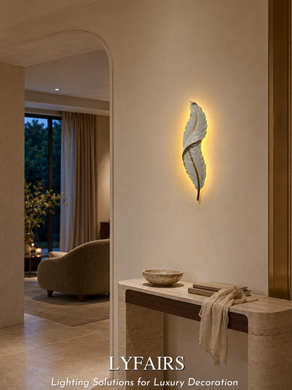 Light Luxury Creative White Feather Wall Light For Living Room/Bedside/Foyer