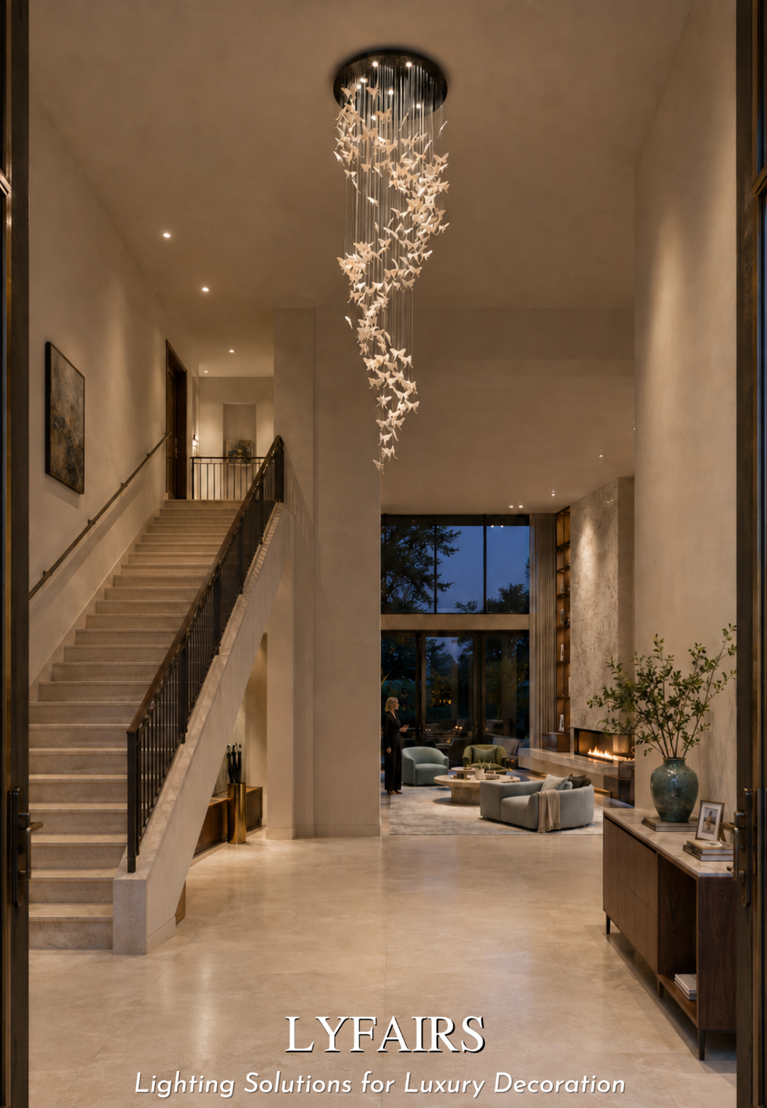 Lustre d'escalier en colimaçon moderne, luminaire de plafond pour salon/entrée à haut plafond