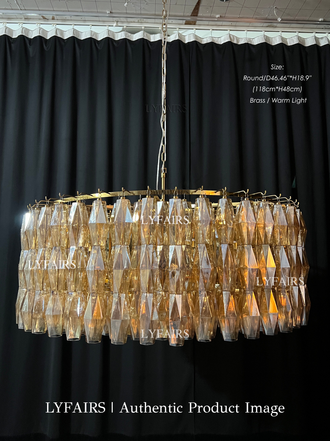 Lustre moderne en verre fumé rond/rectangulaire/entonnoir pour plafond bas