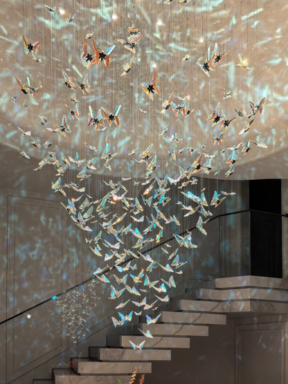 Lustre papillon rond encastré au design artistique de luxe léger