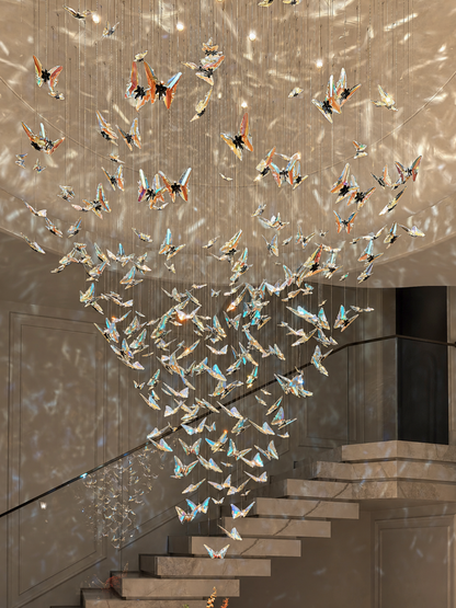 Lustre papillon rond encastré au design artistique de luxe léger