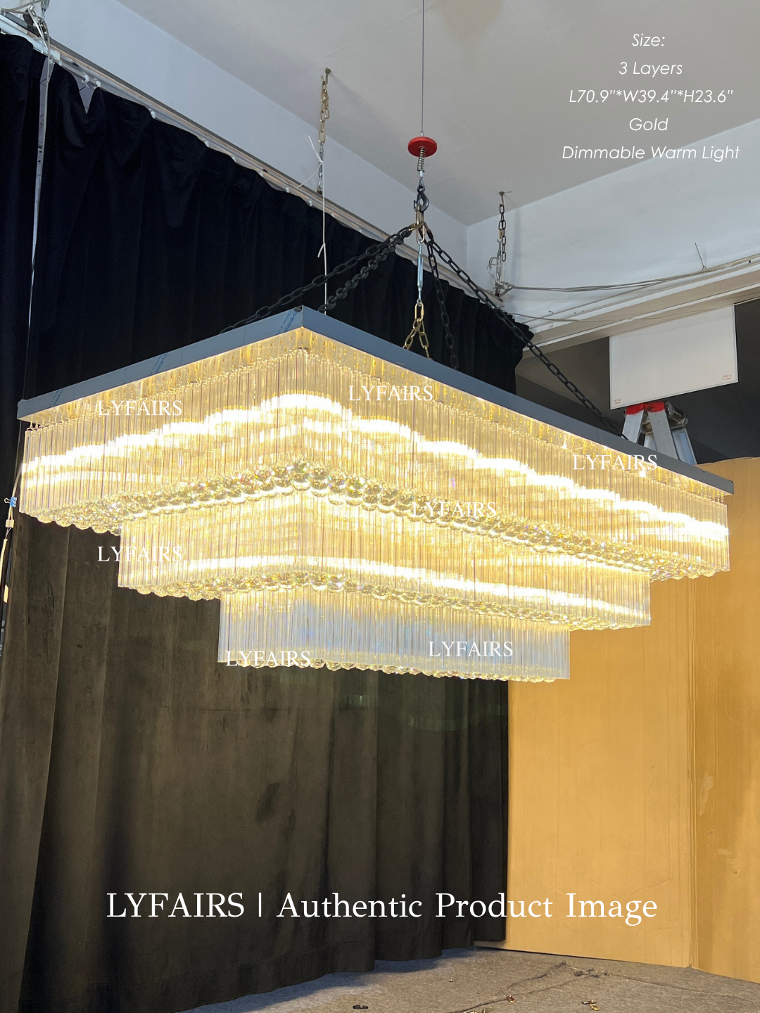 Lampadario moderno in cristallo a 2/3 livelli con montaggio a filo per spazio extra
