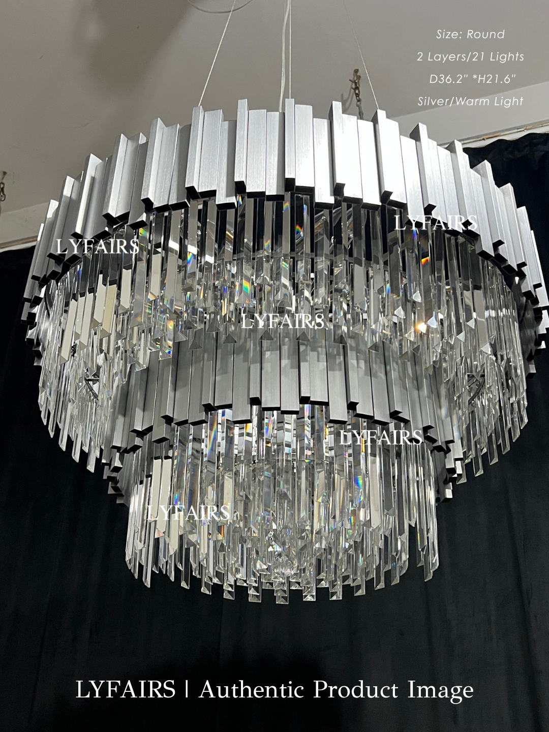 Tiered Gold Chandelier With Rectangle-Cut Crystal Modern LED Hanging Light