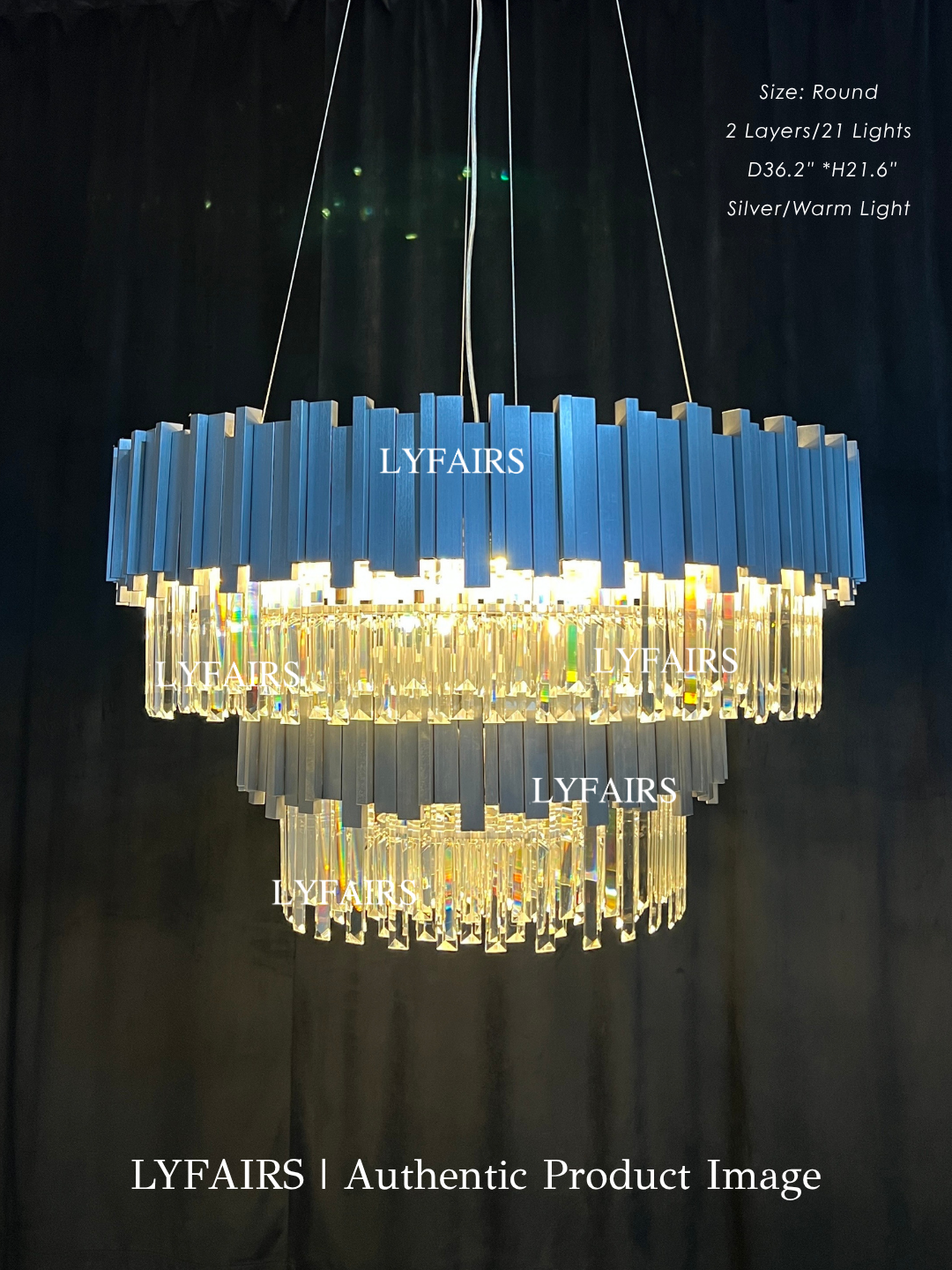 Tiered Gold Chandelier With Rectangle-Cut Crystal Modern LED Hanging Light
