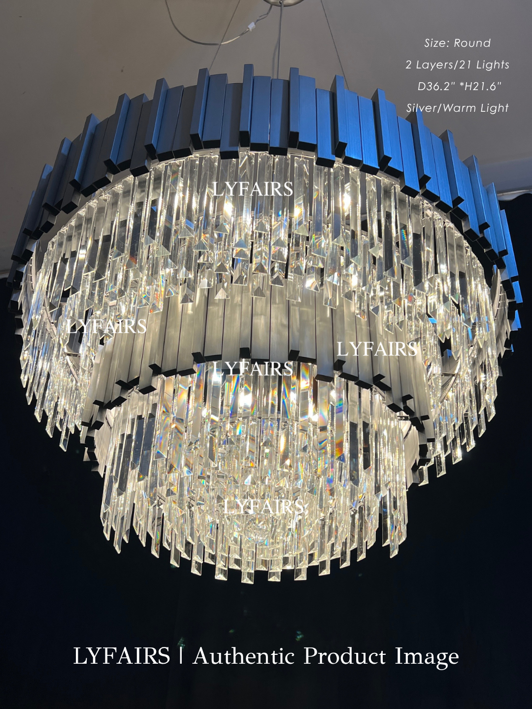 Tiered Gold Chandelier With Rectangle-Cut Crystal Modern LED Hanging Light