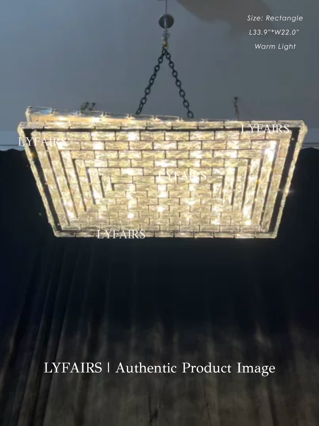 Extra Large Luxury Rectangle Light Flush Mount Crystal Chandelier for Living Room/Bedroom