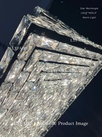 Extra Large Luxury Rectangle Light Flush Mount Crystal Chandelier for Living Room/Bedroom