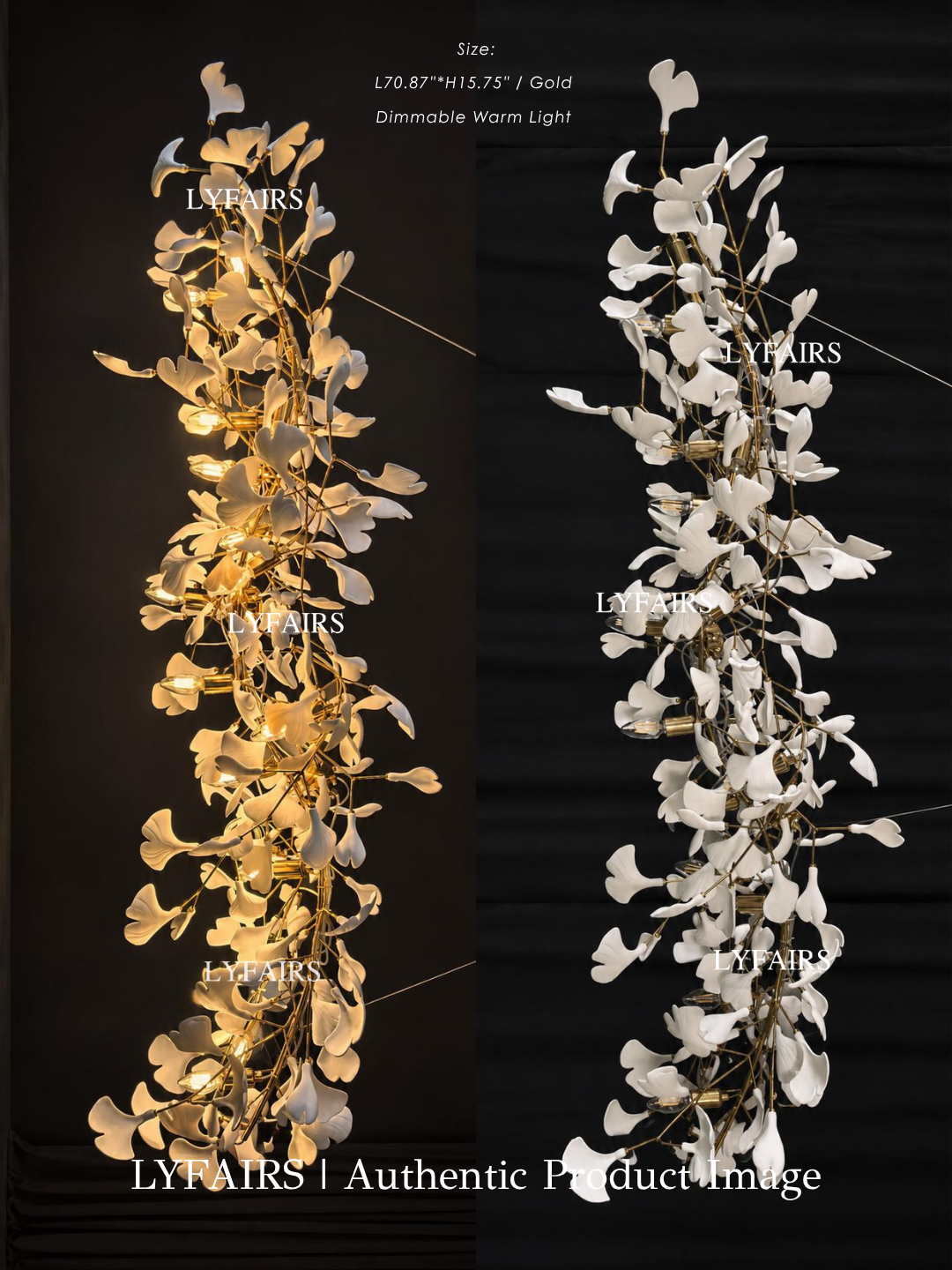 Linear Ginkgo Ceramic Chandelier for Dining Room/Kitchen island