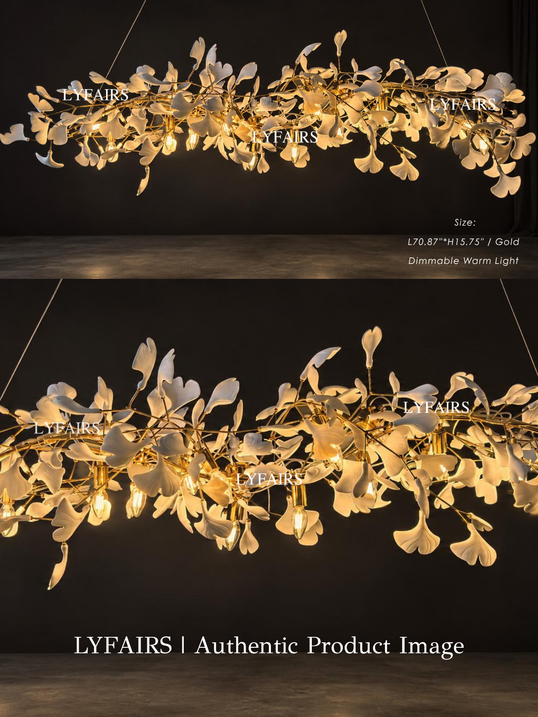 Linear Ginkgo Ceramic Chandelier for Dining Room/Kitchen island