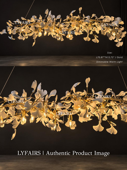 Linear Ginkgo Ceramic Chandelier for Dining Room/Kitchen island