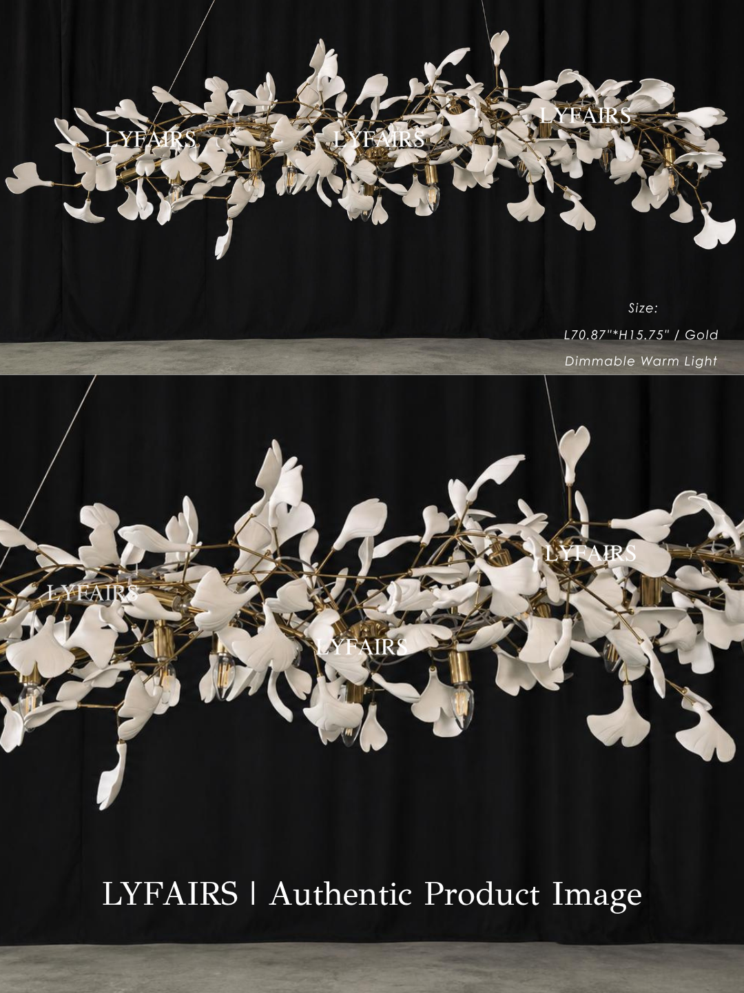 Linear Ginkgo Ceramic Chandelier for Dining Room/Kitchen island