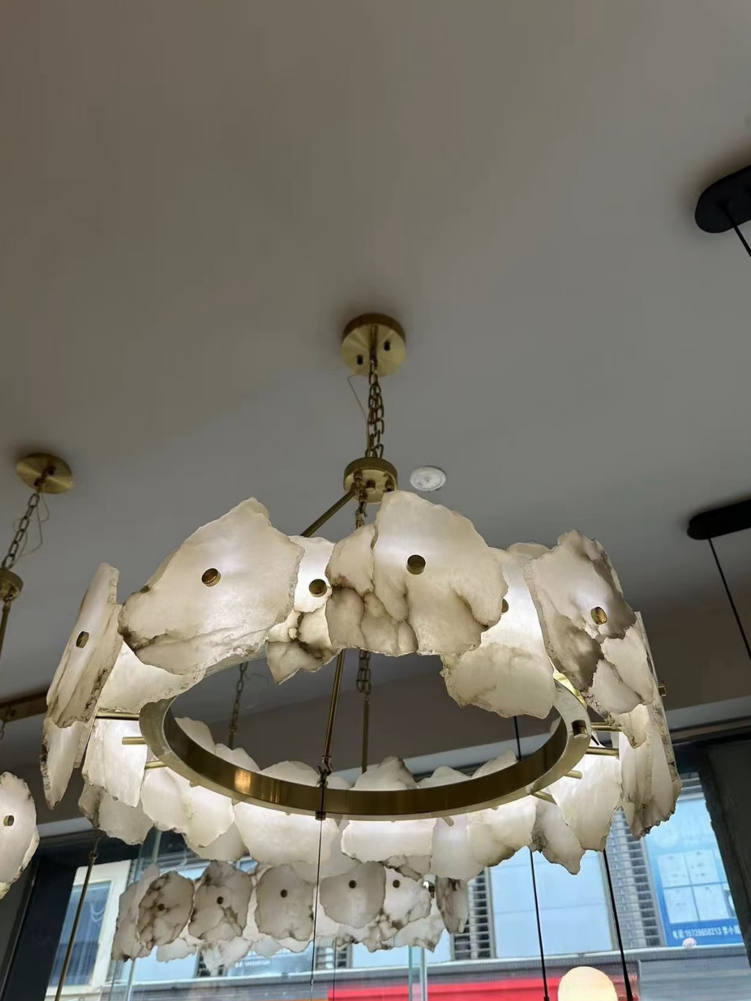 Modern Round/Linear Alabaster Chandelier for Living Room/Dining Room/Kitchen Island